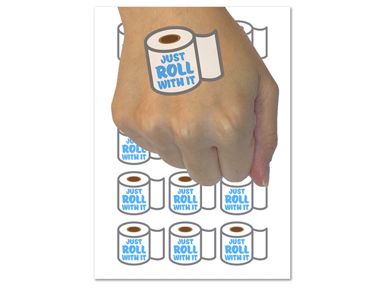 Just Roll with it Toilet Paper Temporary Tattoo Water Resistant Fake Body Art Set Collection (1 Sheet)